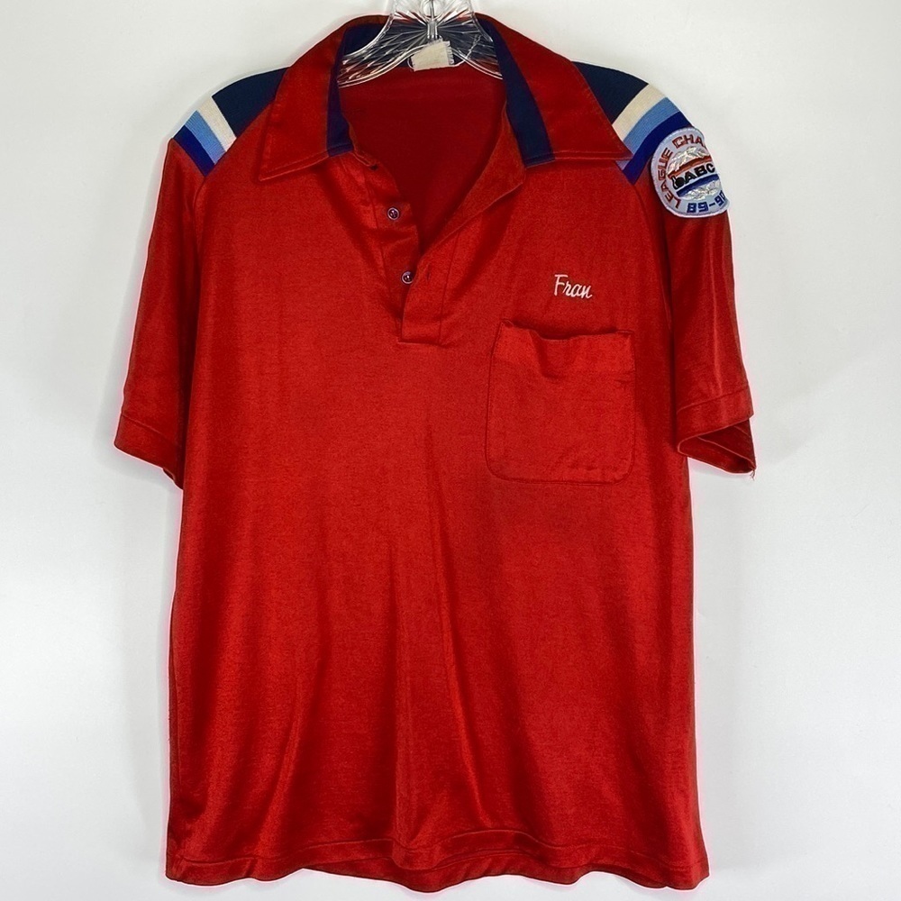Vintage Bowling Red Shirt Auto Vision Center Eau Claire, WI "FRAN" Medium 80s